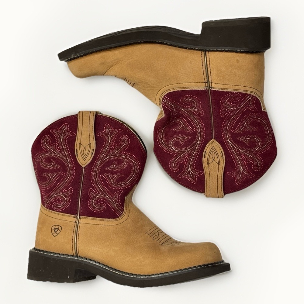 Ariat Boots Women's 10B Fatbaby Western Style 10026116 Burgundy Red Round Toe